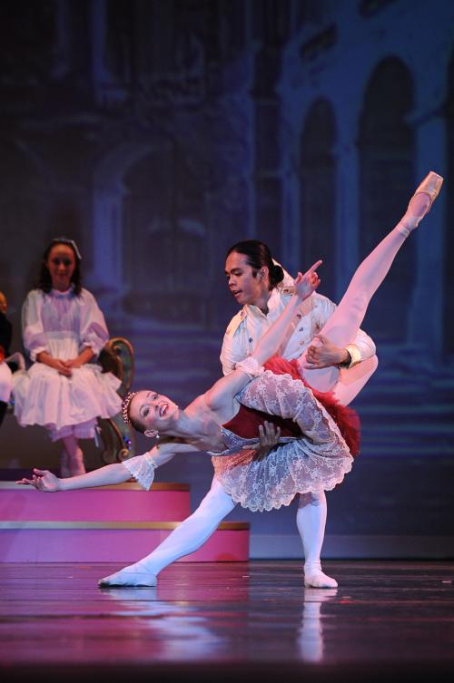 This is a picture of dancers performing in the Nutcracker.