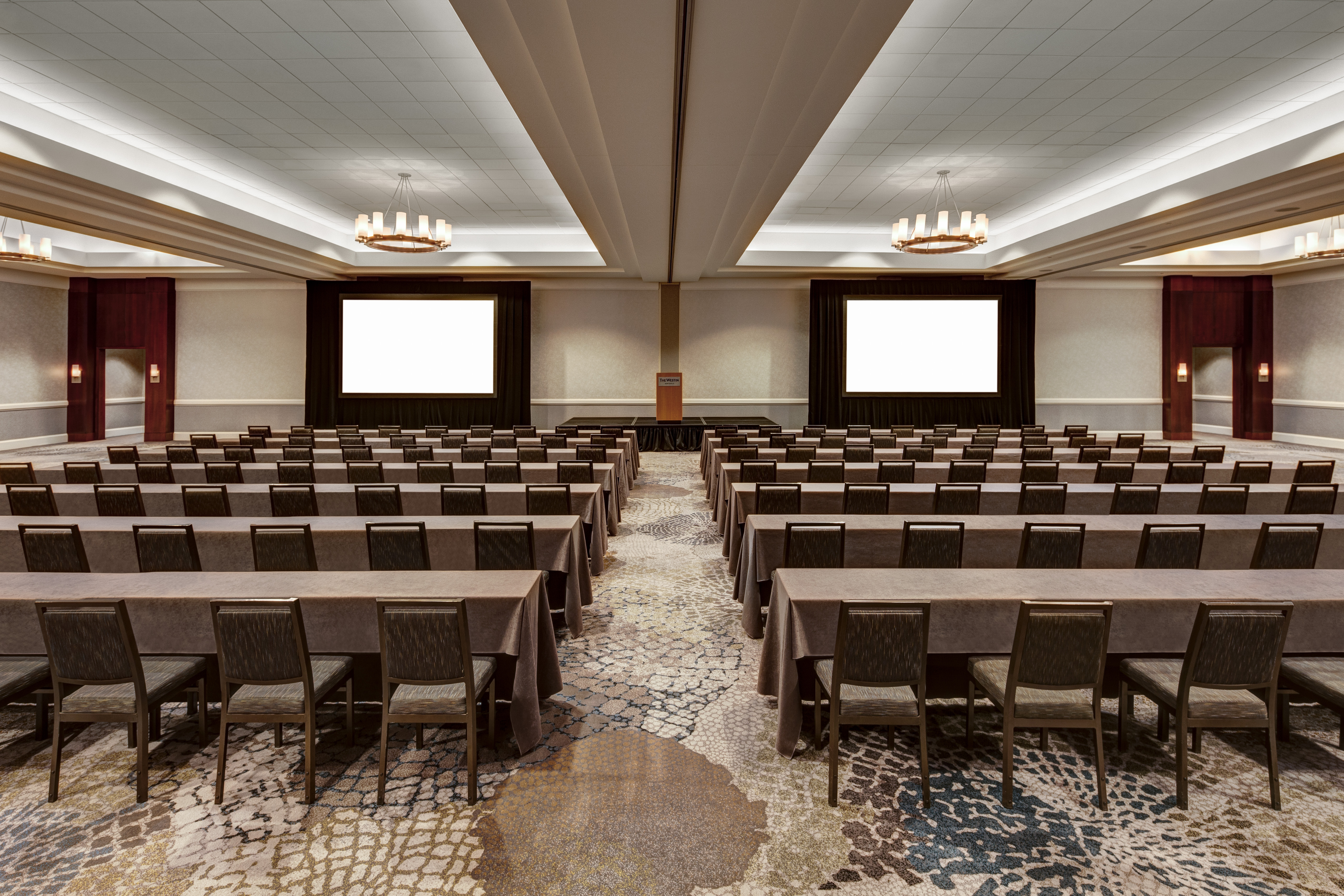 Westin hotel elegant conference room in brown and beige