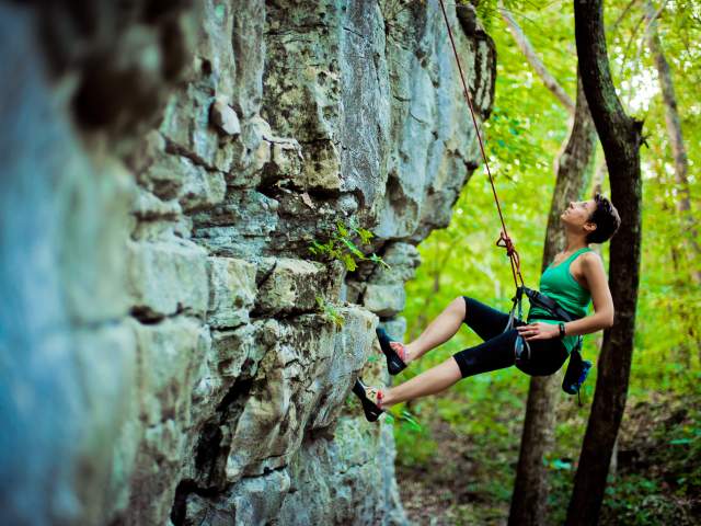 Climbing on Stone Cuts Trail - Monte Sano Mountain